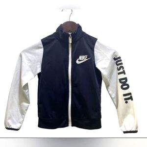 Nike Youth Black & White Track Jacket Size 4 XS Just Do It Logo On Sleeve
